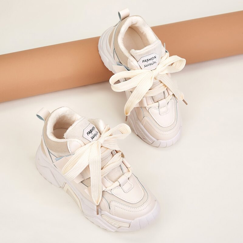 

Lace-up Front Chunky Sneakers, Apricot