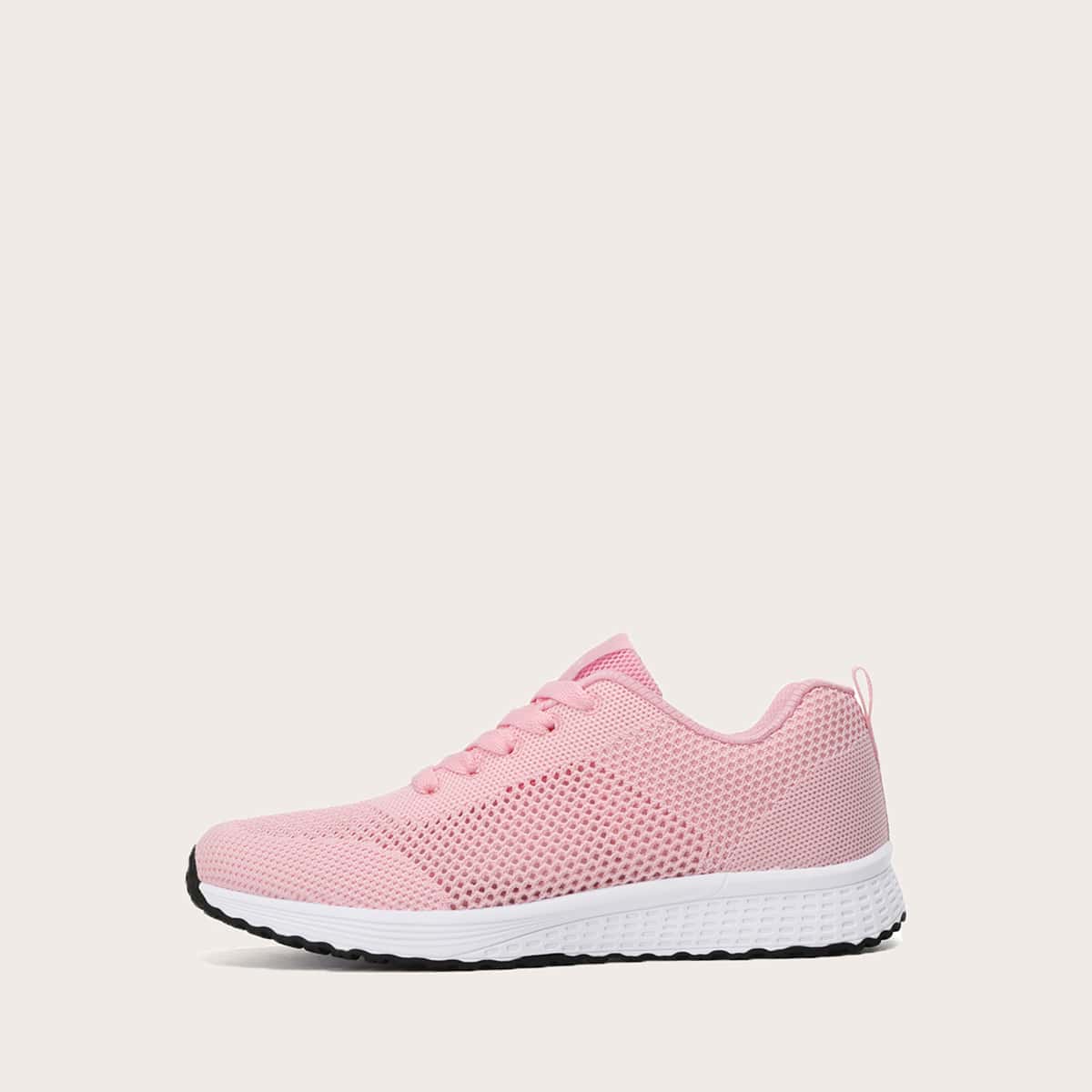 

Lace-up Front Wide Fit Mesh Sneakers, Pink