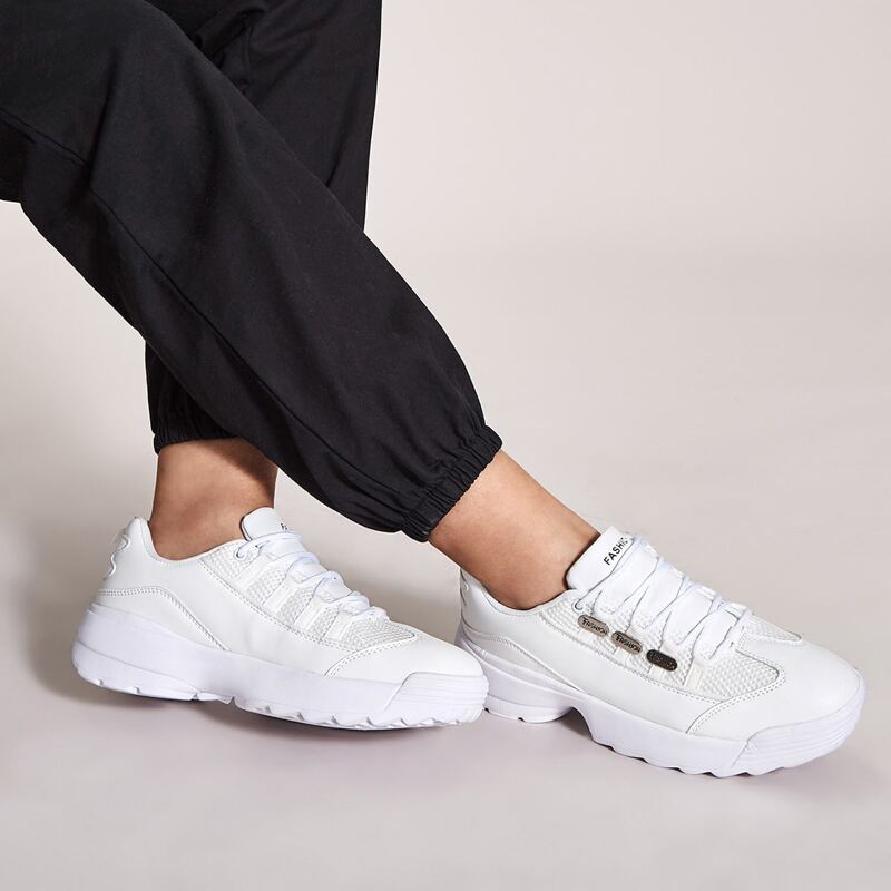 

Lace-up Front Wide Fit Sneakers, White