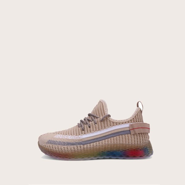 

Rainbow Sole Lace-up Front Sneakers, Khaki