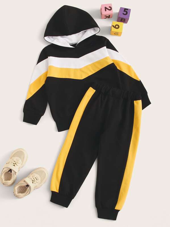 

Toddler Boys Cut And Sew Chevron Hoodie With Sweatpants, Multicolor