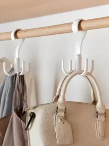 1pc Multifunctional Four-claw Belt Hook, White Plastic Scarf Hanger, Multifunction Shoes Rack For Home - Multicolor - View 1