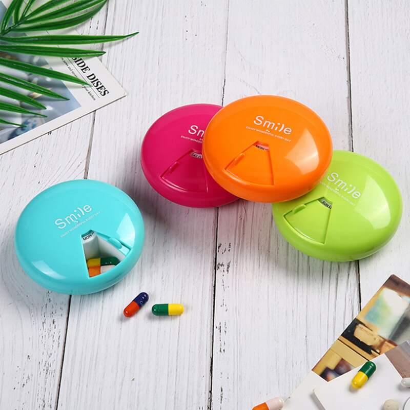 

1pc Round Rotary Pill Storage Box, Multicolor