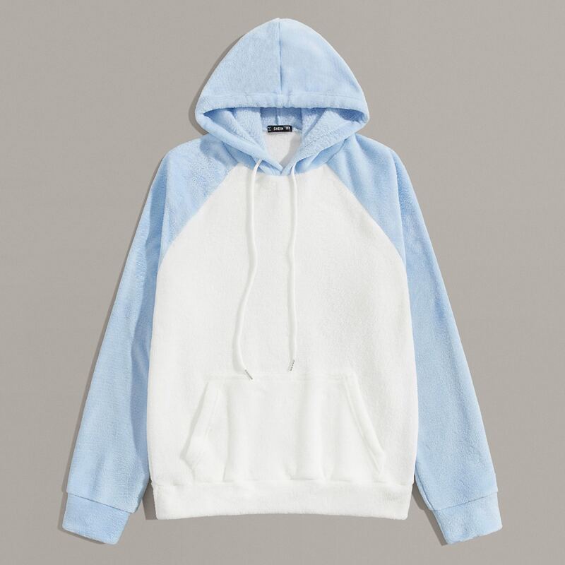 

Guys Raglan Sleeve Colorblock Fleece Hoodie, White