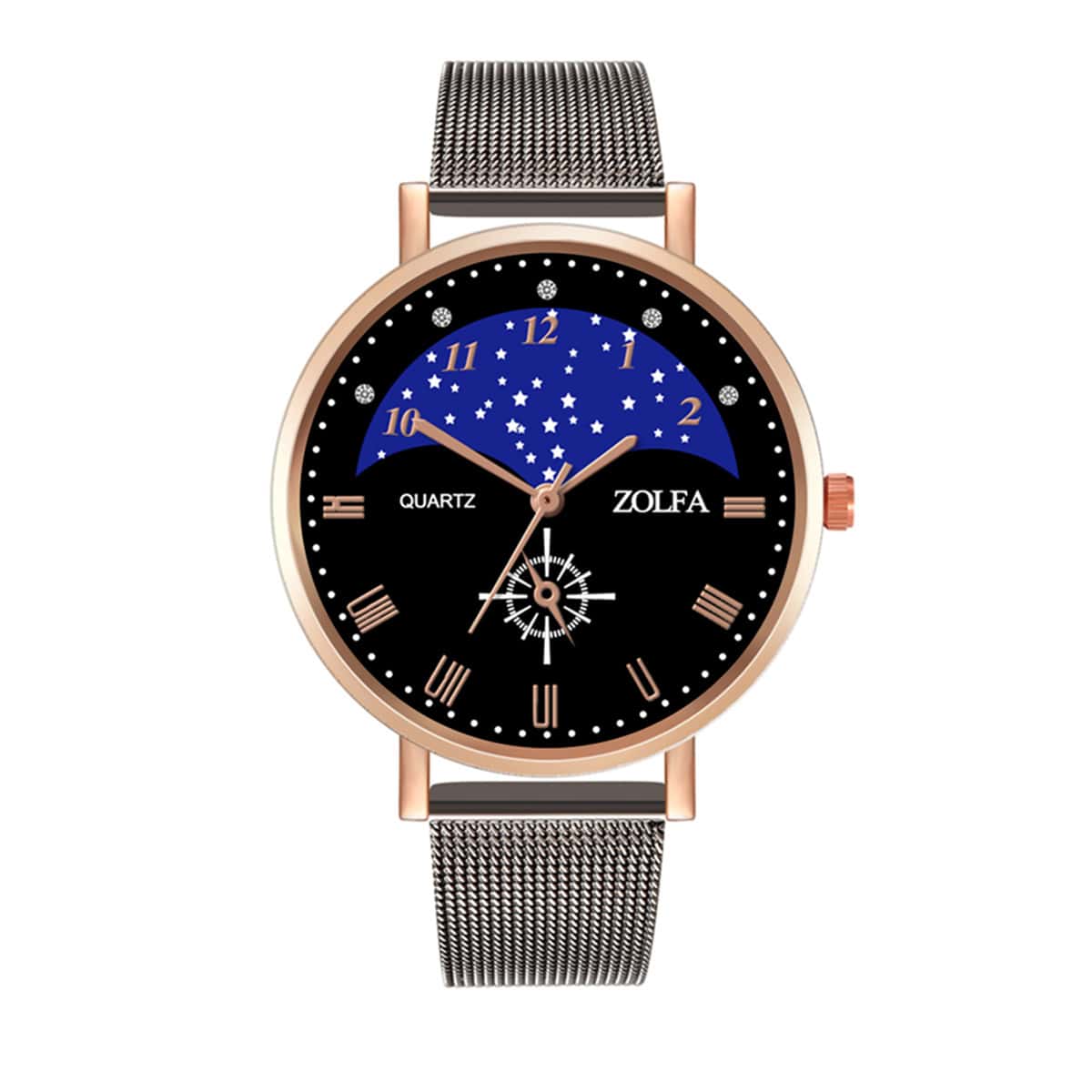 

Mesh Strap Star Print Dial Watch