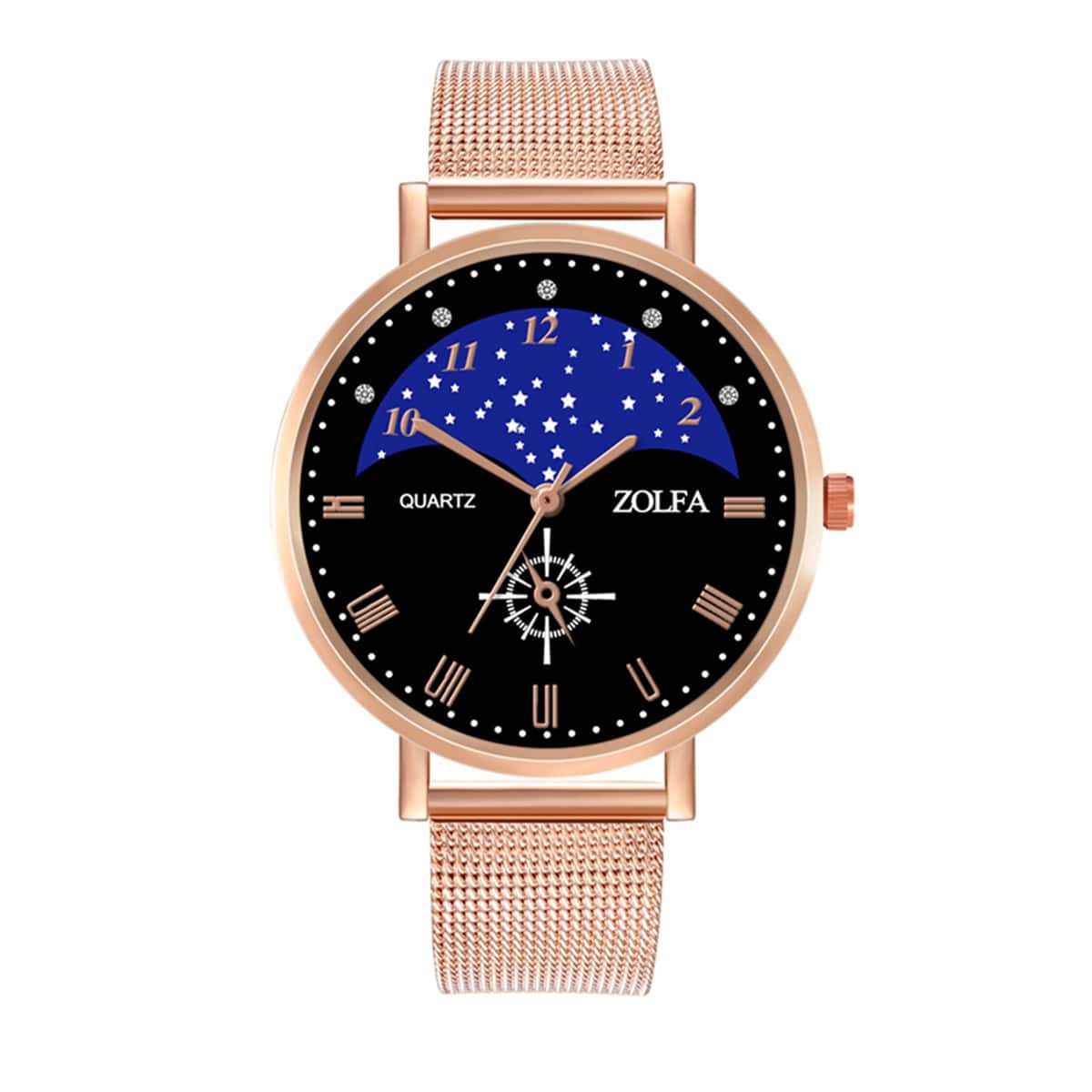 

Mesh Strap Star Print Dial Watch