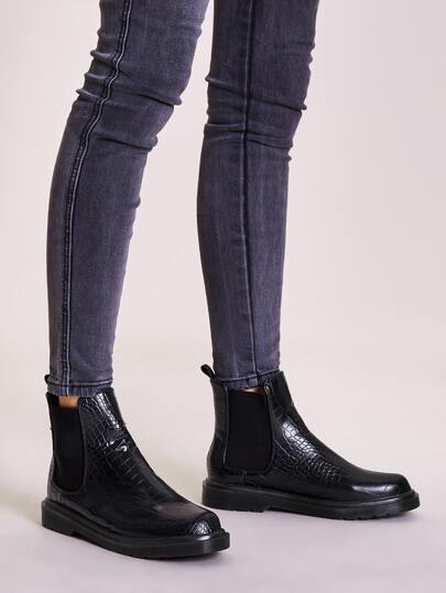 Croc Embossed Chelsea Boots
