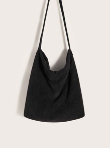 Solid Corduroy Shoulder Bag