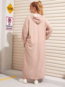 SHEIN Unity Áo nỉ Plus Size Dây kéo Hoa Hồng Thanh lịch - Bụi hồng - Xem 2