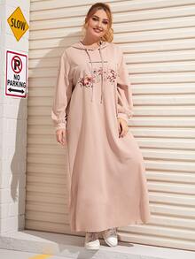 SHEIN Unity Áo nỉ Plus Size Dây kéo Hoa Hồng Thanh lịch - Bụi hồng - Xem 4