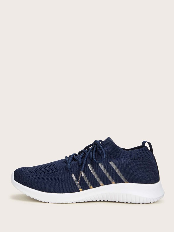 

Men Striped Lace-up Trainers, Navy