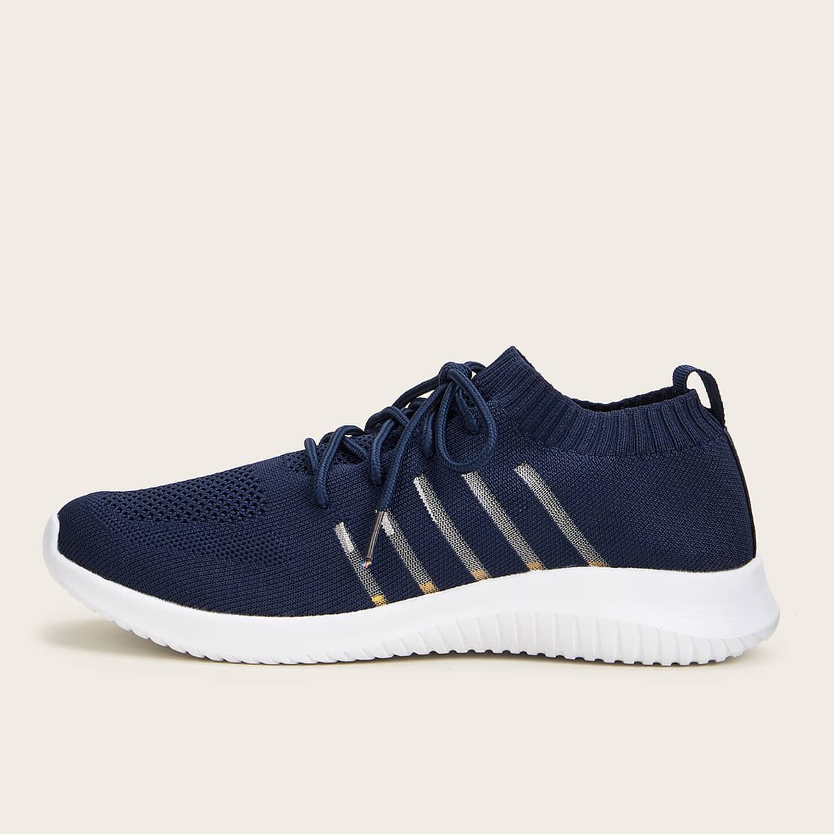

Guys Striped Lace-up Trainers, Navy blue