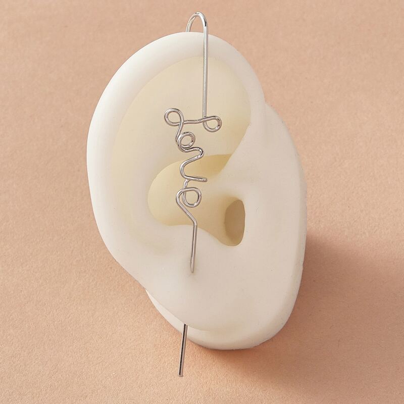 

1pc Letter Shaped Ear Climber, Silver
