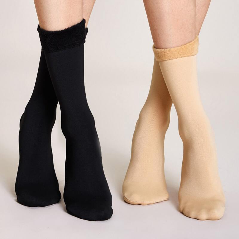 

2pairs Solid Fluffy Socks, Multicolor