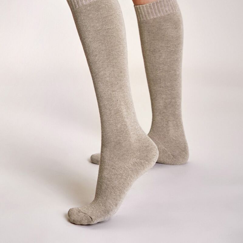 

1pair Solid Knitted High Socks, Khaki