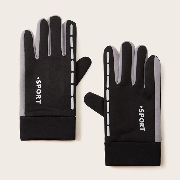 

Men Letter Graphic Gloves, Multicolor