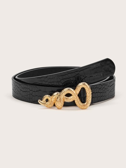 crocodile pattern serpentine buckle belt