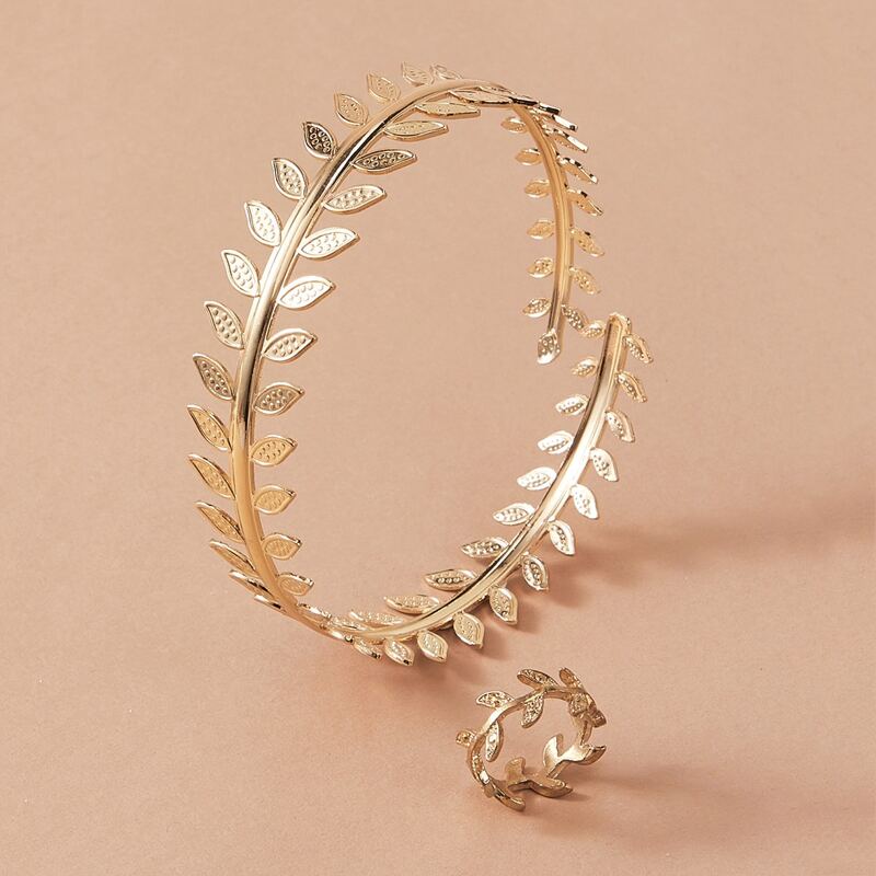 

2pcs Leaf Shaped Arm Bracelet & Ring