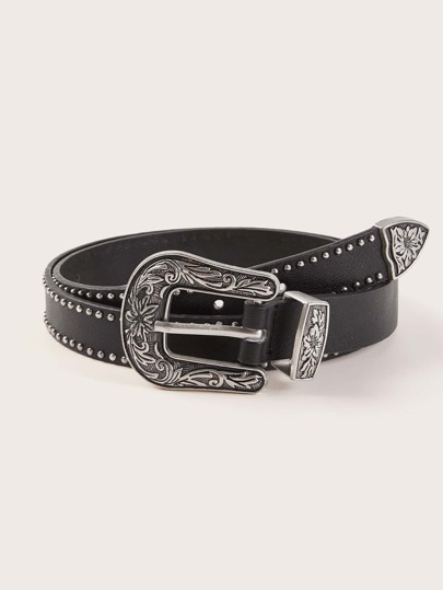 Rivet Decor Western Buckle Belt