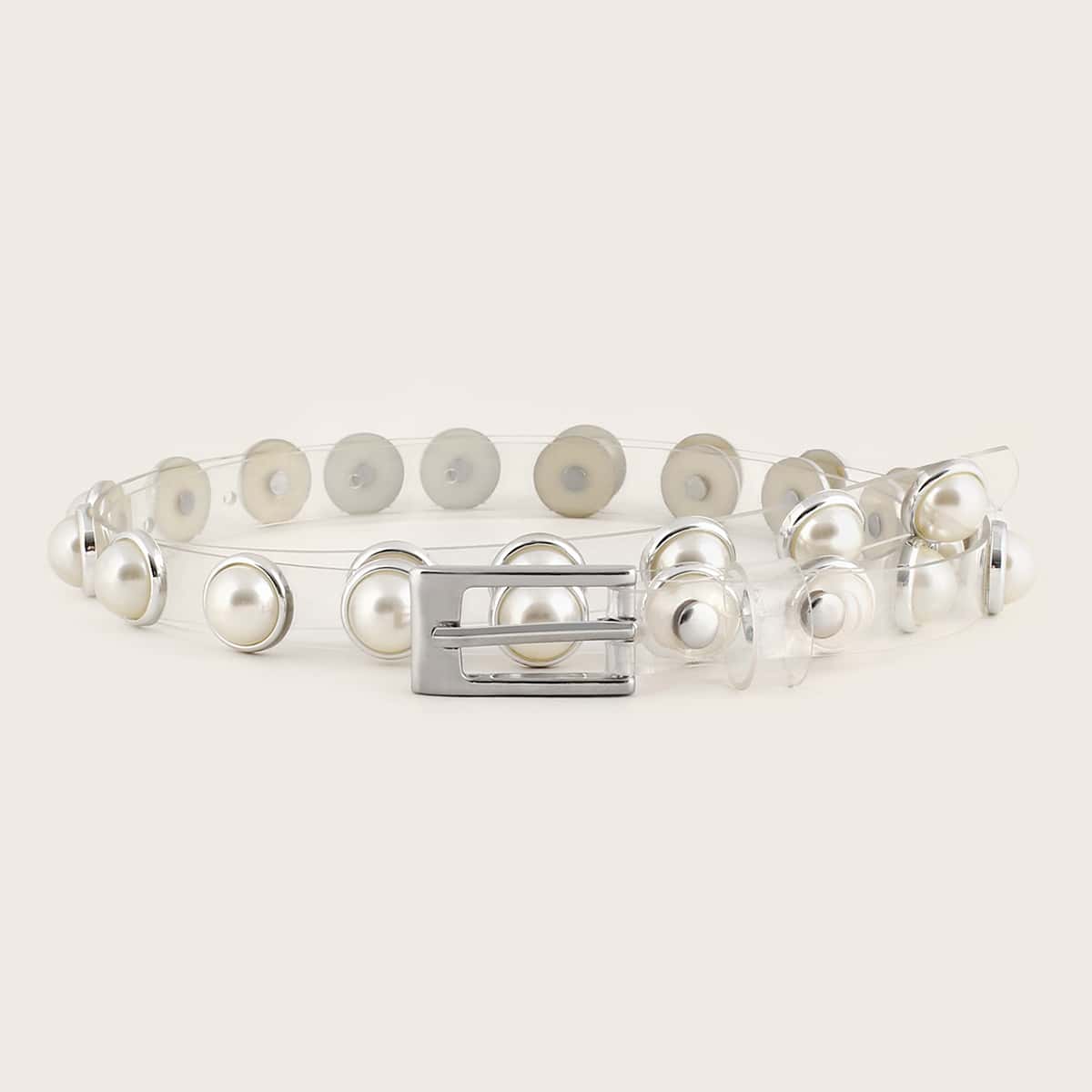 

Faux Pearl Decor Transparent Belt