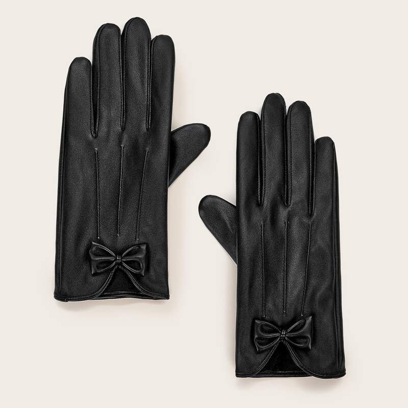 

Bow Knot Decor Gloves, Black