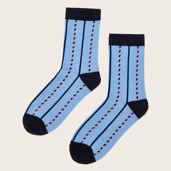 

Men Striped Pattern Socks, Blue