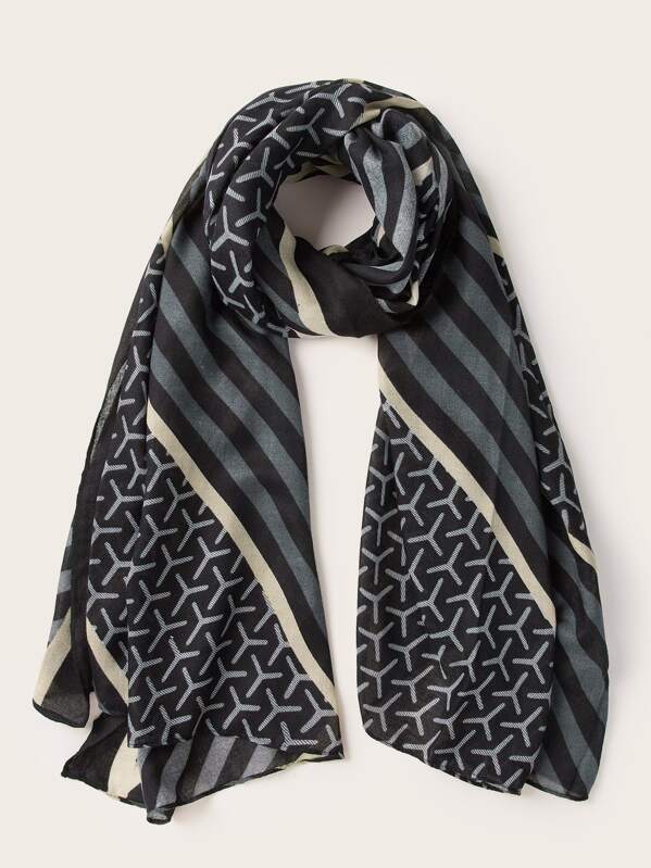 

Striped Pattern Scarf, Multicolor