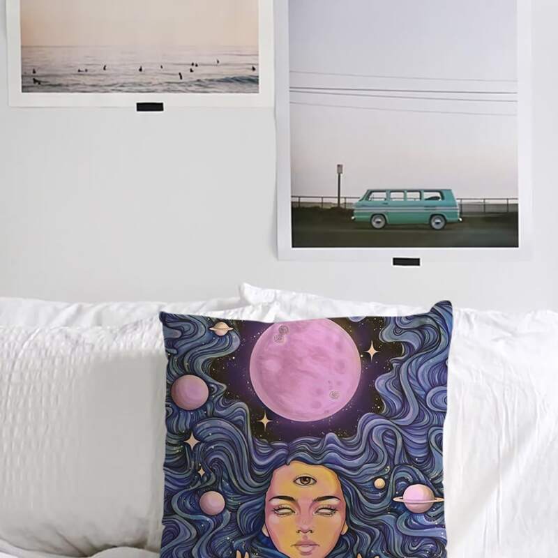 

Abstract Figure & Planet Cushion Cover Without Filler, Multicolor
