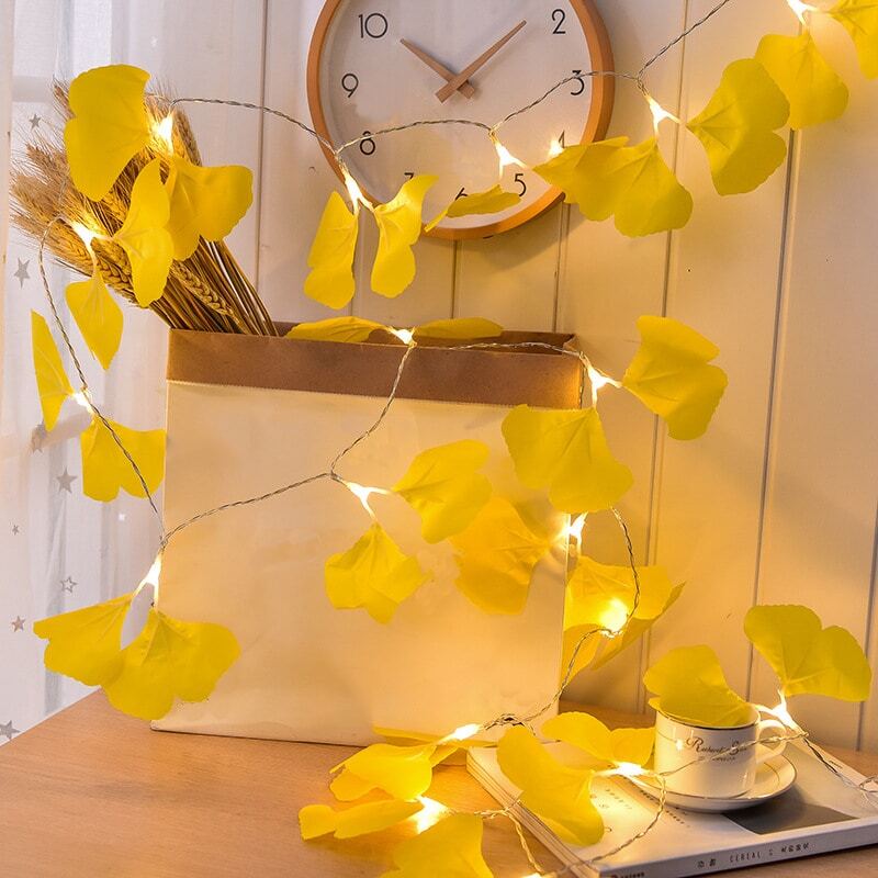 

10pcs Led Ginkgo Leaf Decor String Light, Yellow