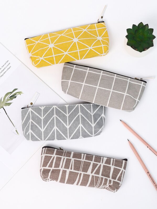 

1pc Geometric Pattern Pencil Bag