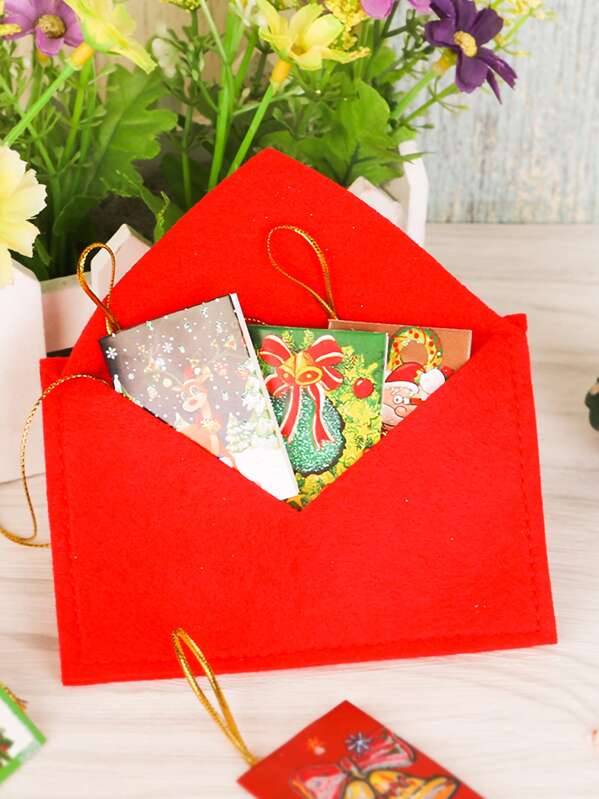 

1pc Christmas Decorative Message Envelope, Red