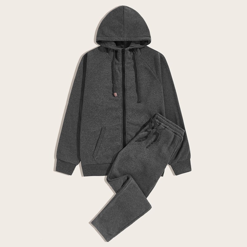 

Guys Zip Up Drawstring Hoodie & Sweatpants, Grey