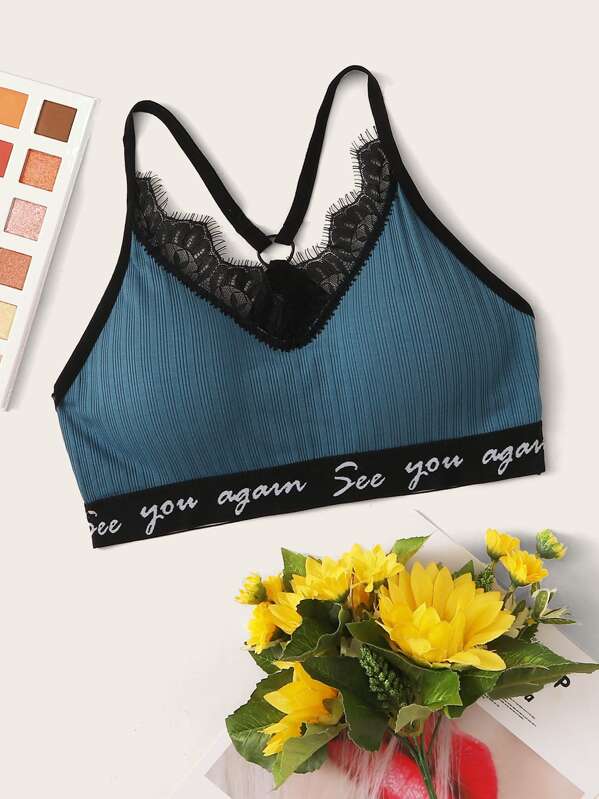 

Letter Tape Criss Cross Bralette, Multicolor