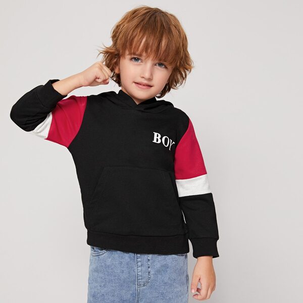 

Toddler Boys Letter Graphic Contrast Panel Hoodie, Black