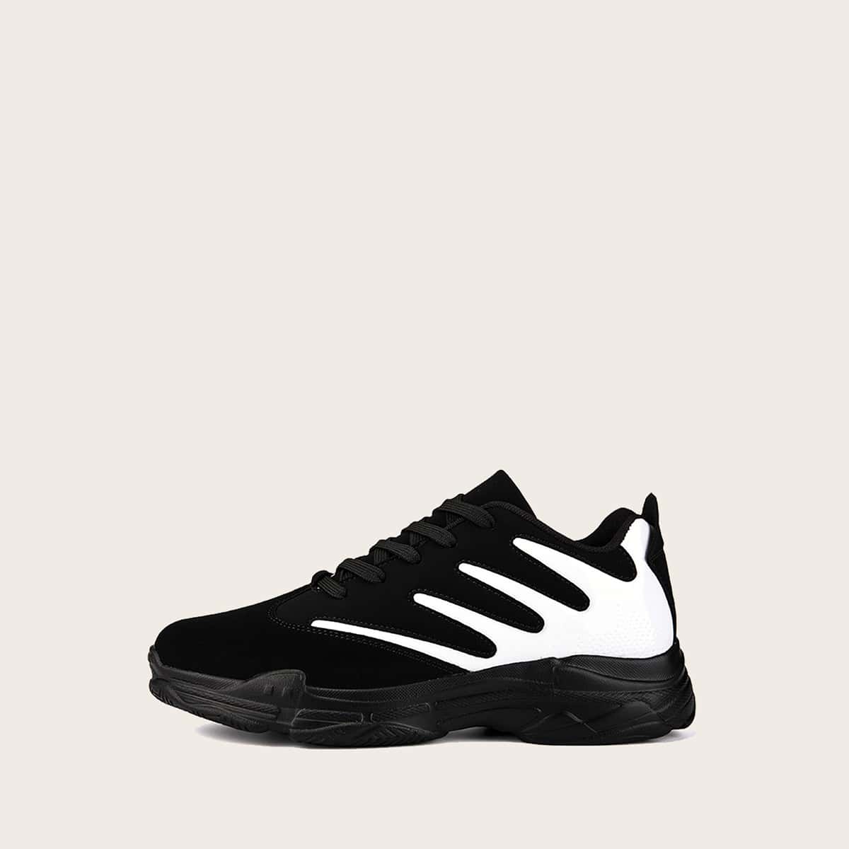 

Guys Two Tone Lace-up Front Sneakers, Black and white