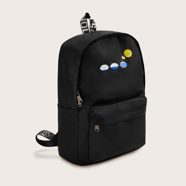 

Cloud Graphic Pocket Front Backpack, Black