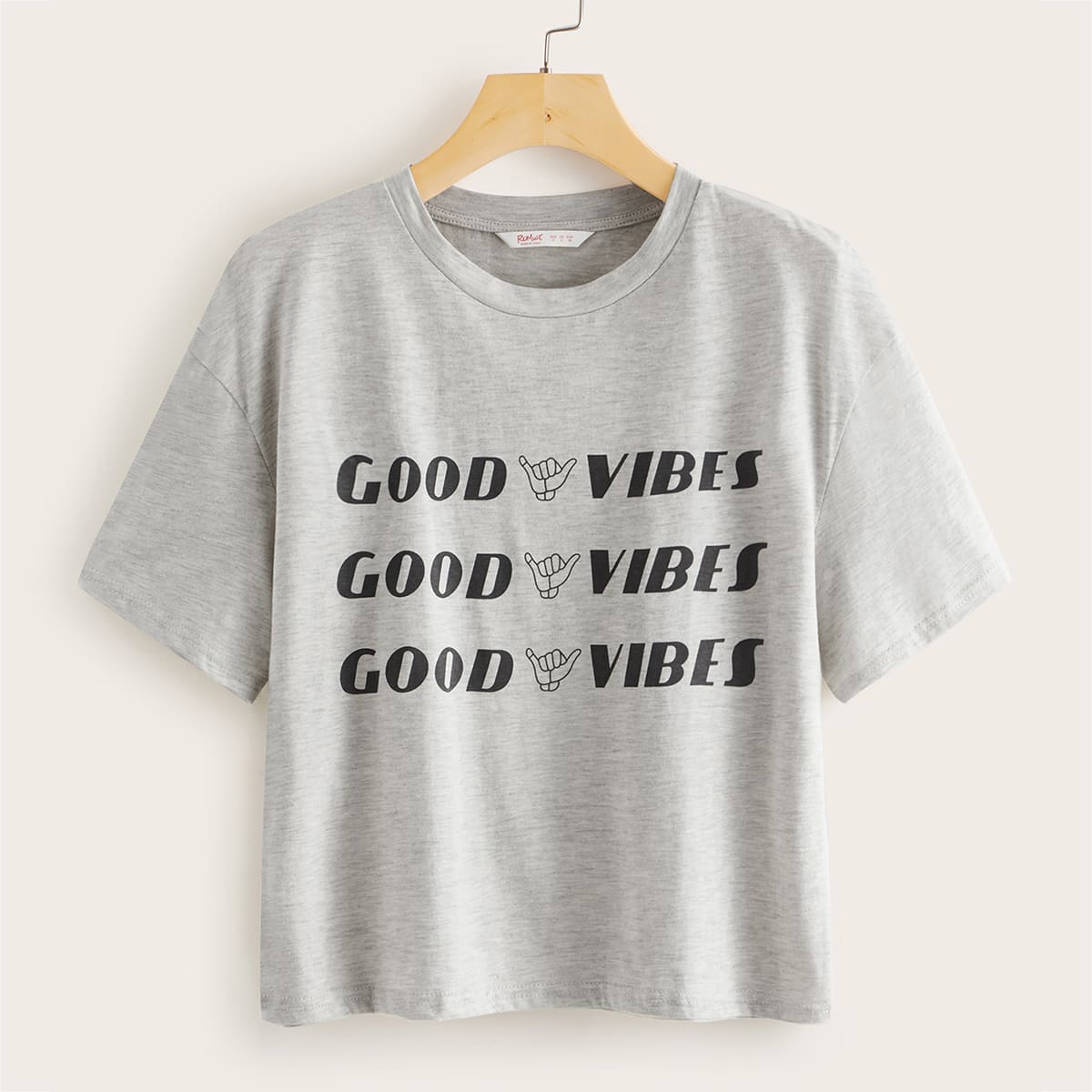 

Gesture And Letter Graphic Tee, Grey