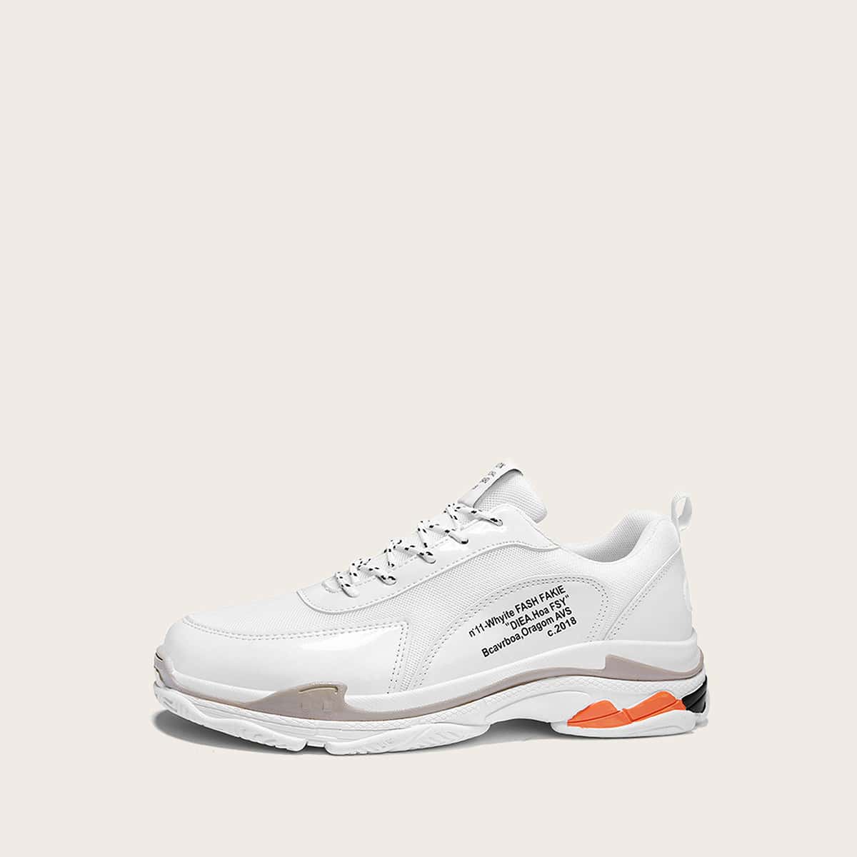 

Guys Letter Graphic Lace-up Front Chunky Sneakers, White