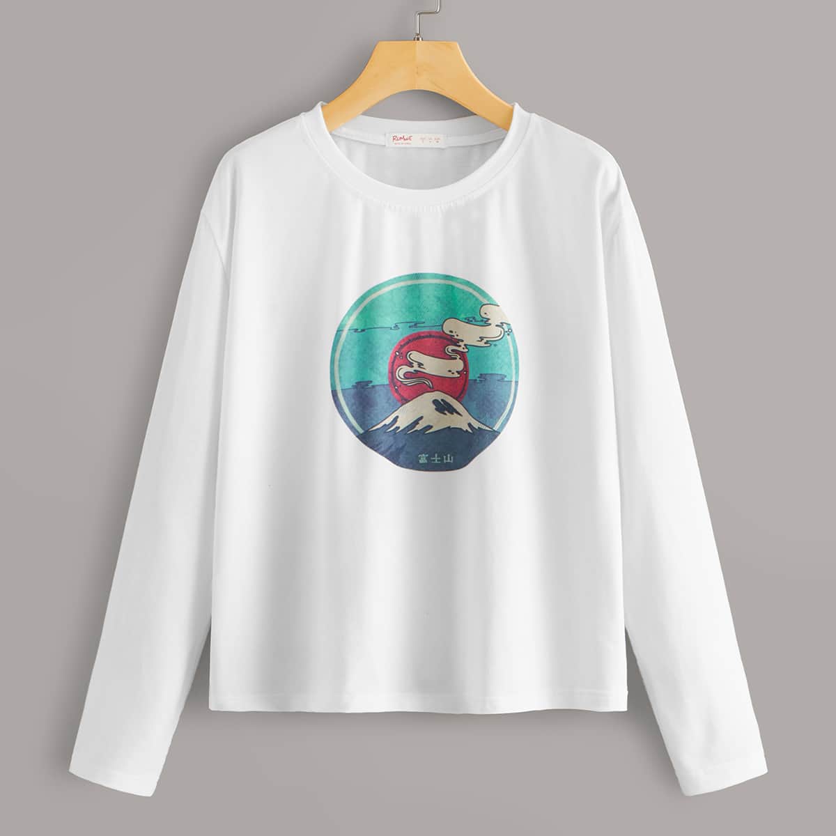 

Graphic Print Long Sleeve Tee, White