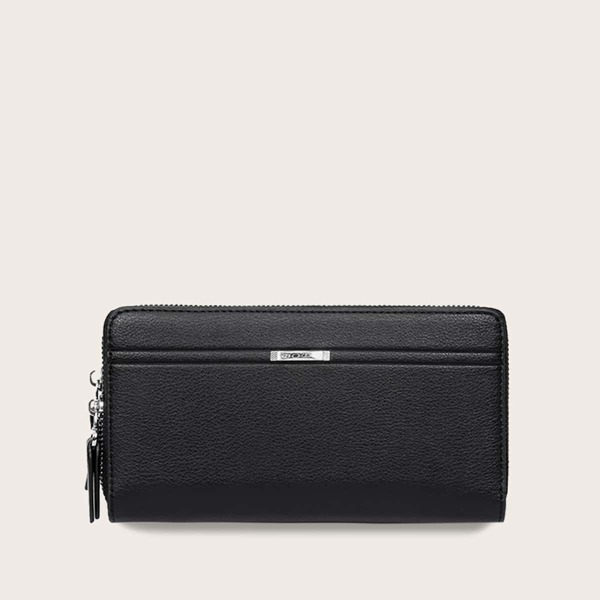 

Men Double Zip Around Purse, Black