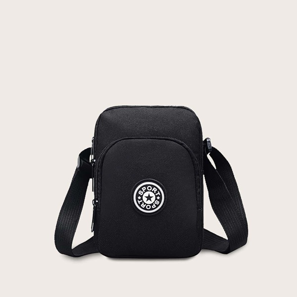 

Girls Letter Patch Decor Crossbody Bag, Black