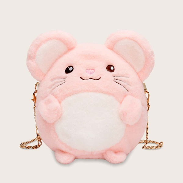 

Girls Cartoon Design Fuzzy Crossbody Bag, Pink