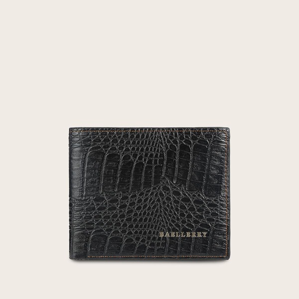 

Men Croc Embossed Fold Over Purse, Black