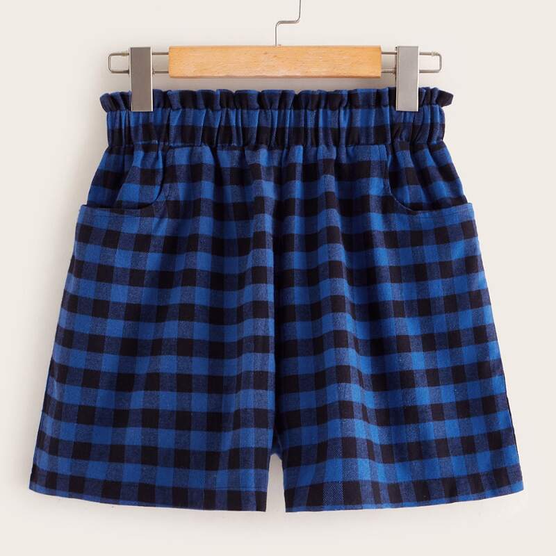 

Gingham Paperbag Waist Shorts, Multicolor