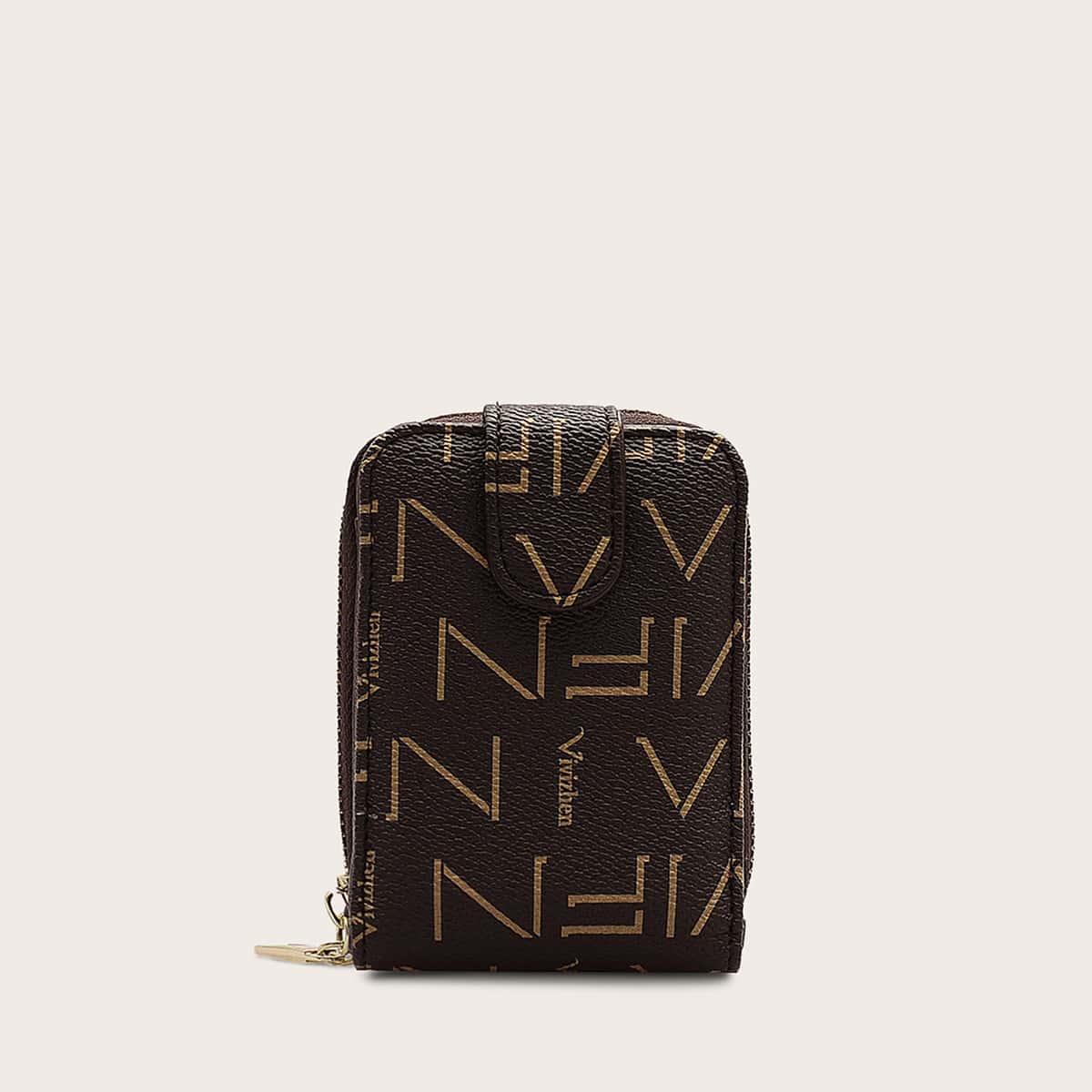 

Letter Graphic Fold Over Purse, Coffee