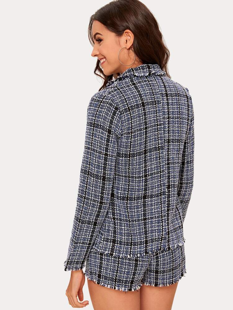 tweed shorts and blazer