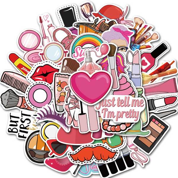 

50pcs Girl Makeup Graffiti Pattern Sticker
