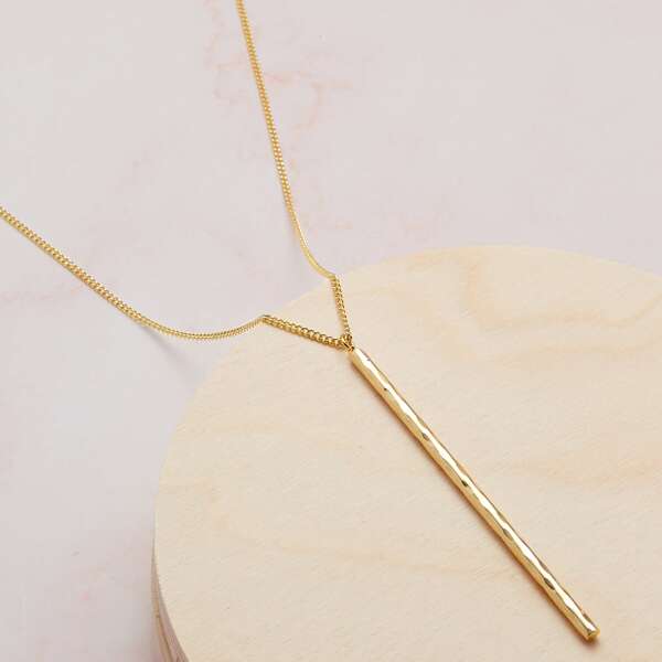 

Hammered Stick Pendant Necklace, Gold