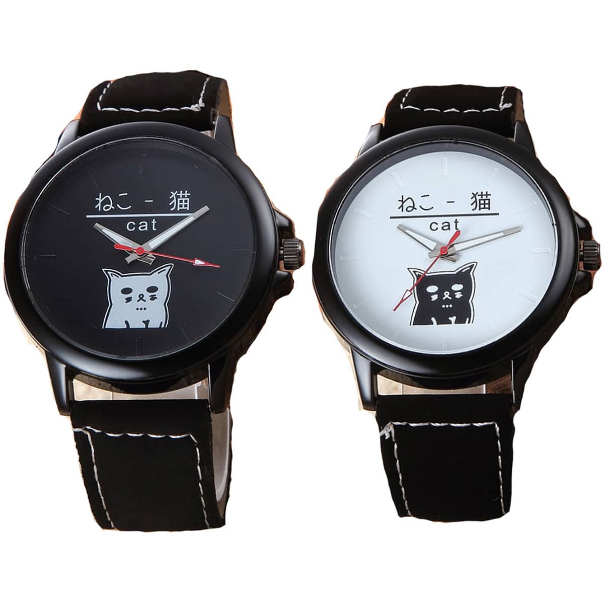 

Cartoon Cat Print Dial Couple Watch