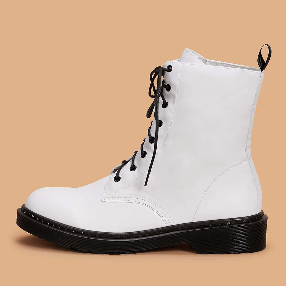 

Lace-up Front Combat Boots, White